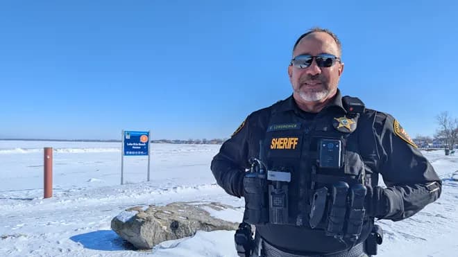Sheriff Stephen Levorchick on winter patrol near Lake Erie